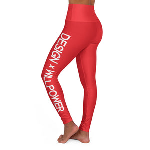 DxWP Red High Waisted Yoga Leggings