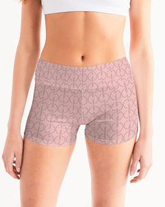 Pale Rose Women's Mid-Rise Yoga Shorts