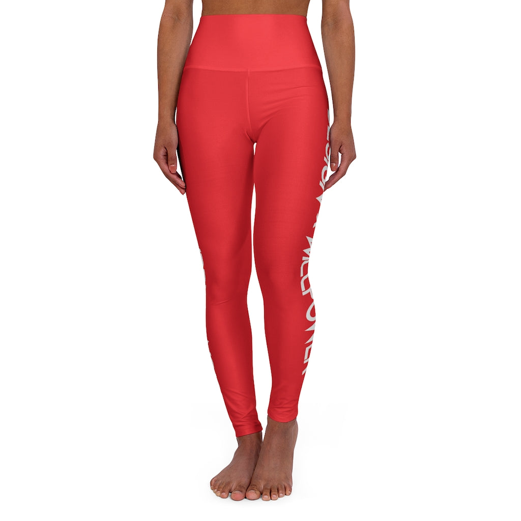 DxWP Red High Waisted Yoga Leggings